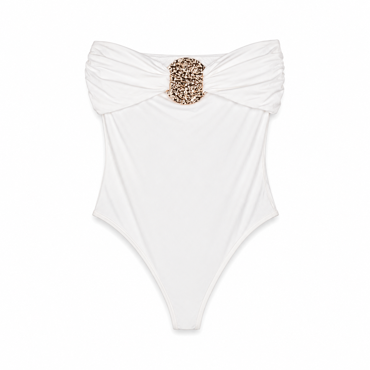White Strapless Embellished Bodysuit on a clean white studio background.