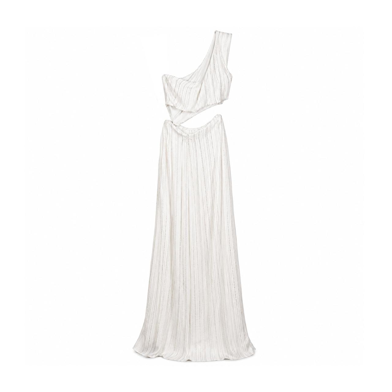 White One-Shoulder Tie Maxi Dress on a clean white studio background