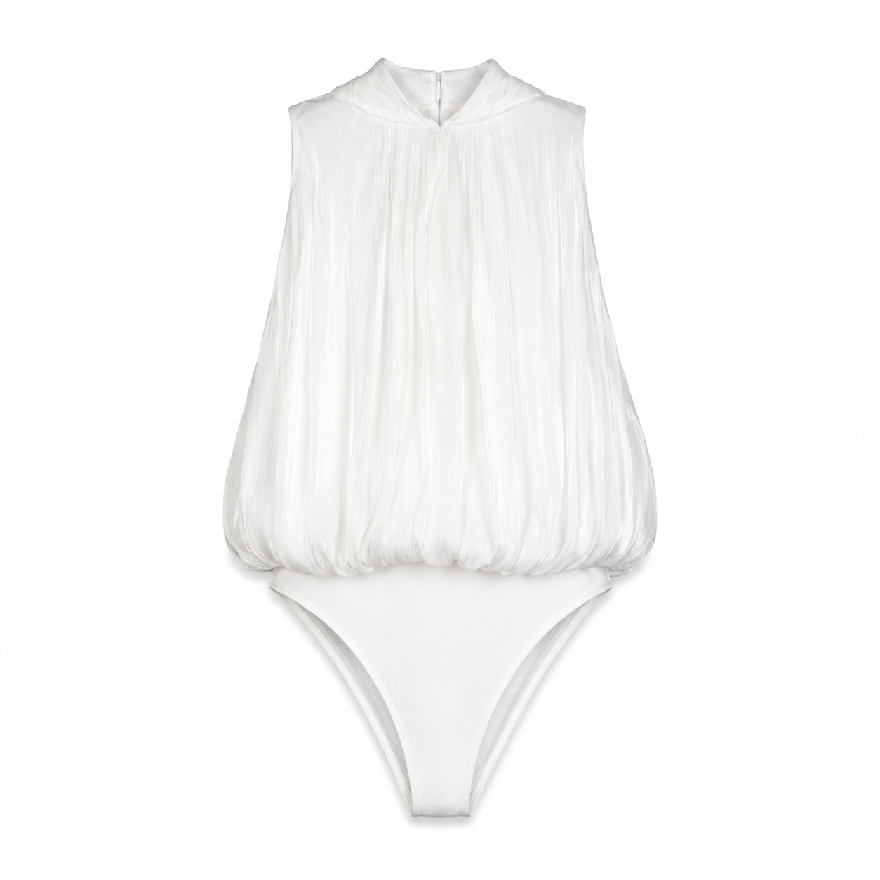 White Halter Tie Bodysuit on a clean white studio background.