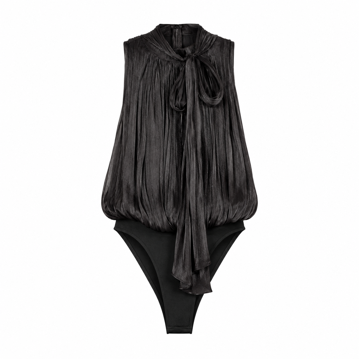 Black Halter Tie Bodysuit on a clean white studio background.