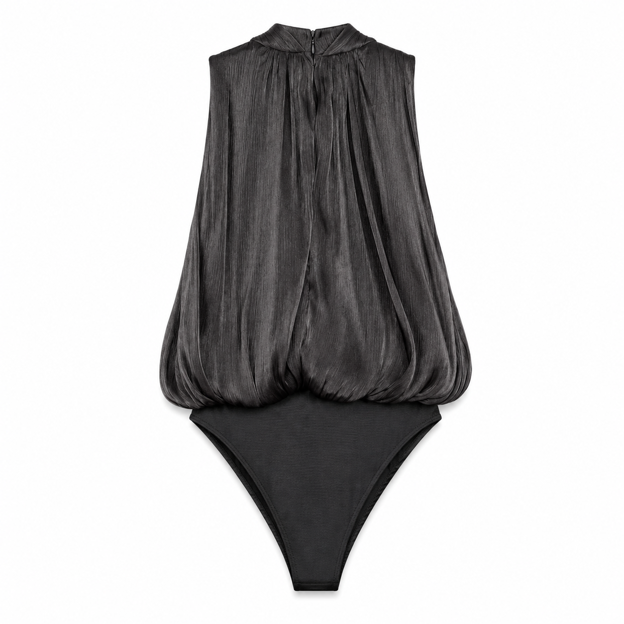 Black Halter Tie Bodysuit on a clean white studio background.