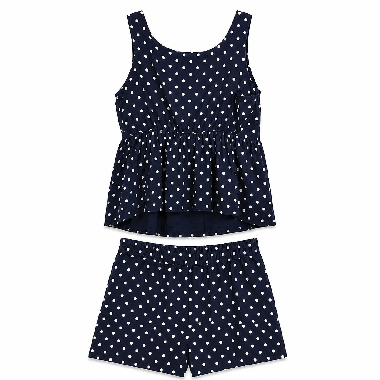 Ivory Polka Dot Button Tank on a clean white studio background.
