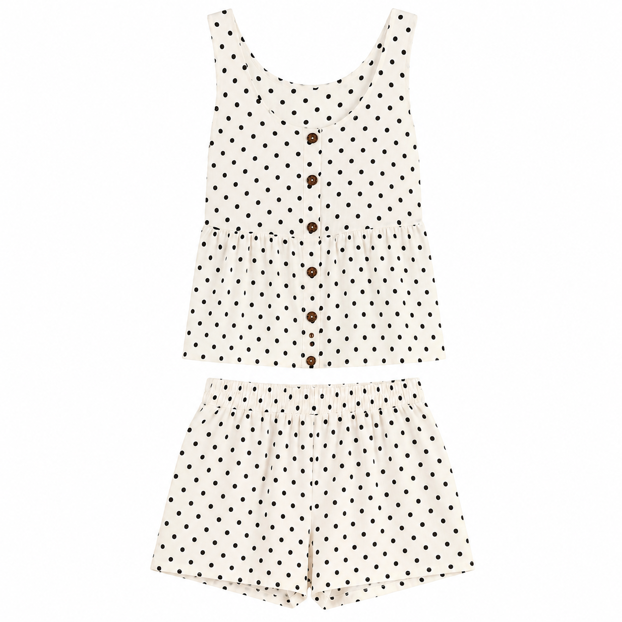 Ivory Polka Dot Button Tank on a clean white studio background.