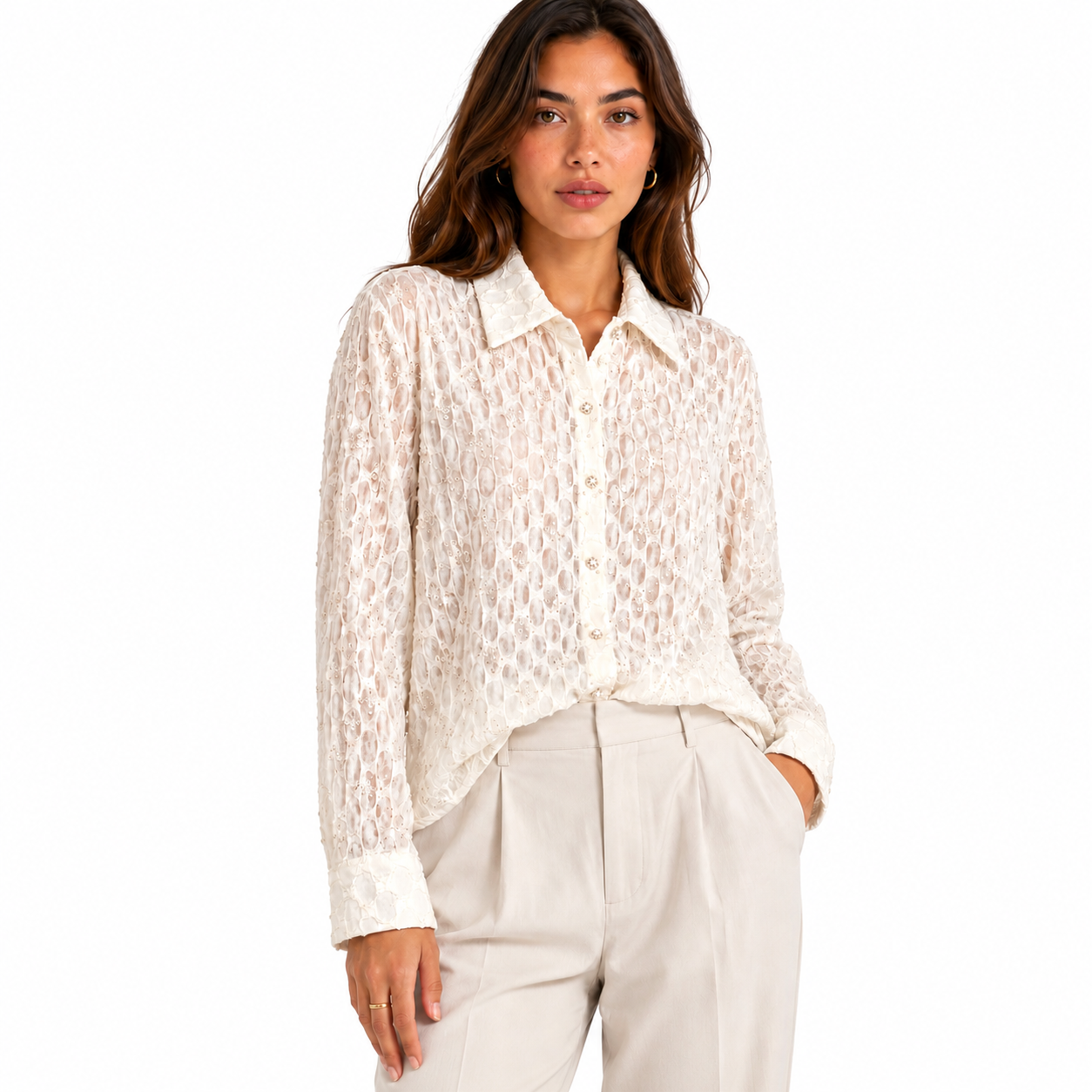 Sequined Lace Shirt