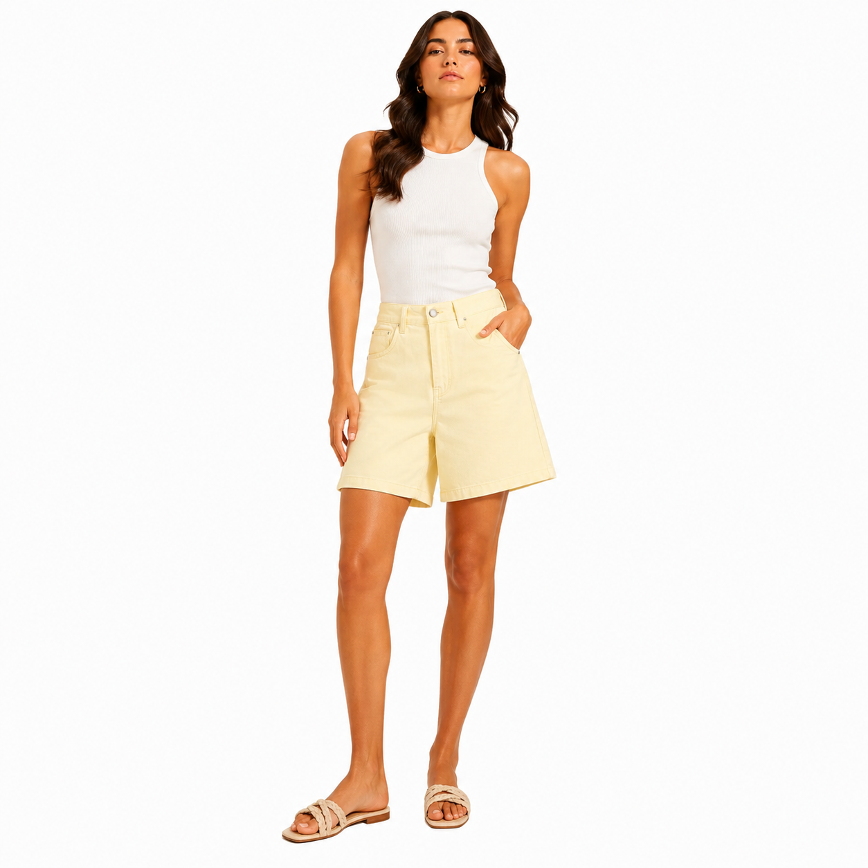 Tailored Denim Shorts