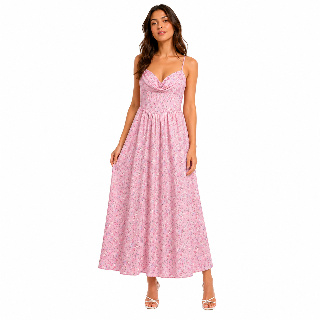 Floral Cowl Neck Maxi Dress