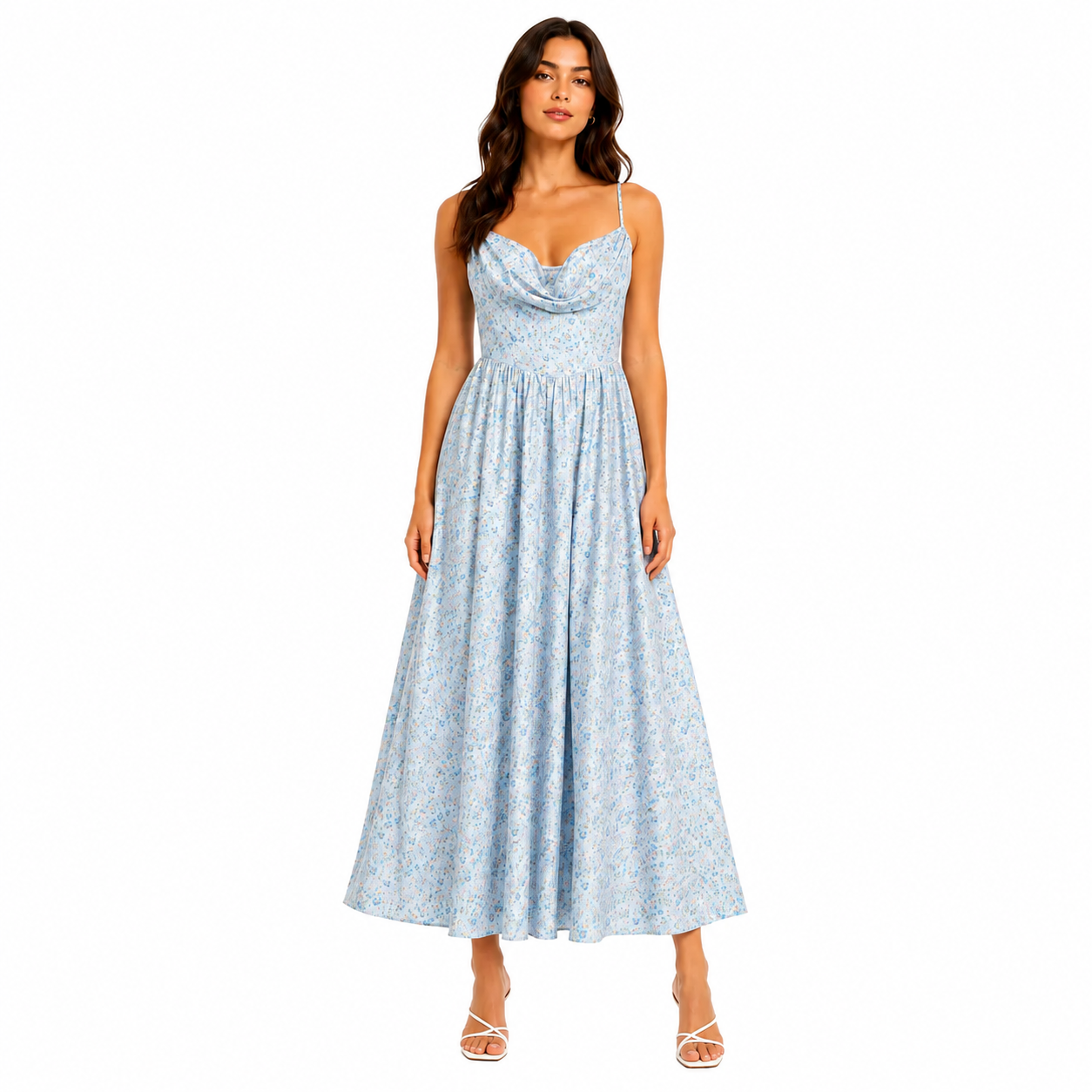 Floral Cowl Neck Maxi Dress