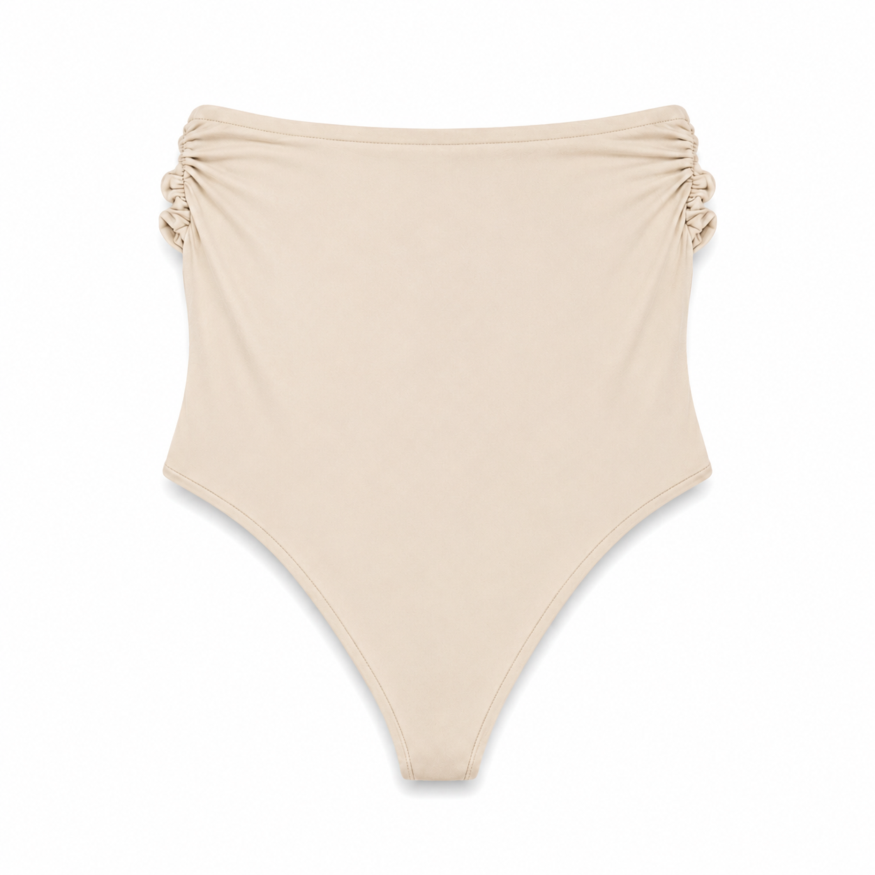 Beige Strapless Embellished Bodysuit on a clean white studio background.