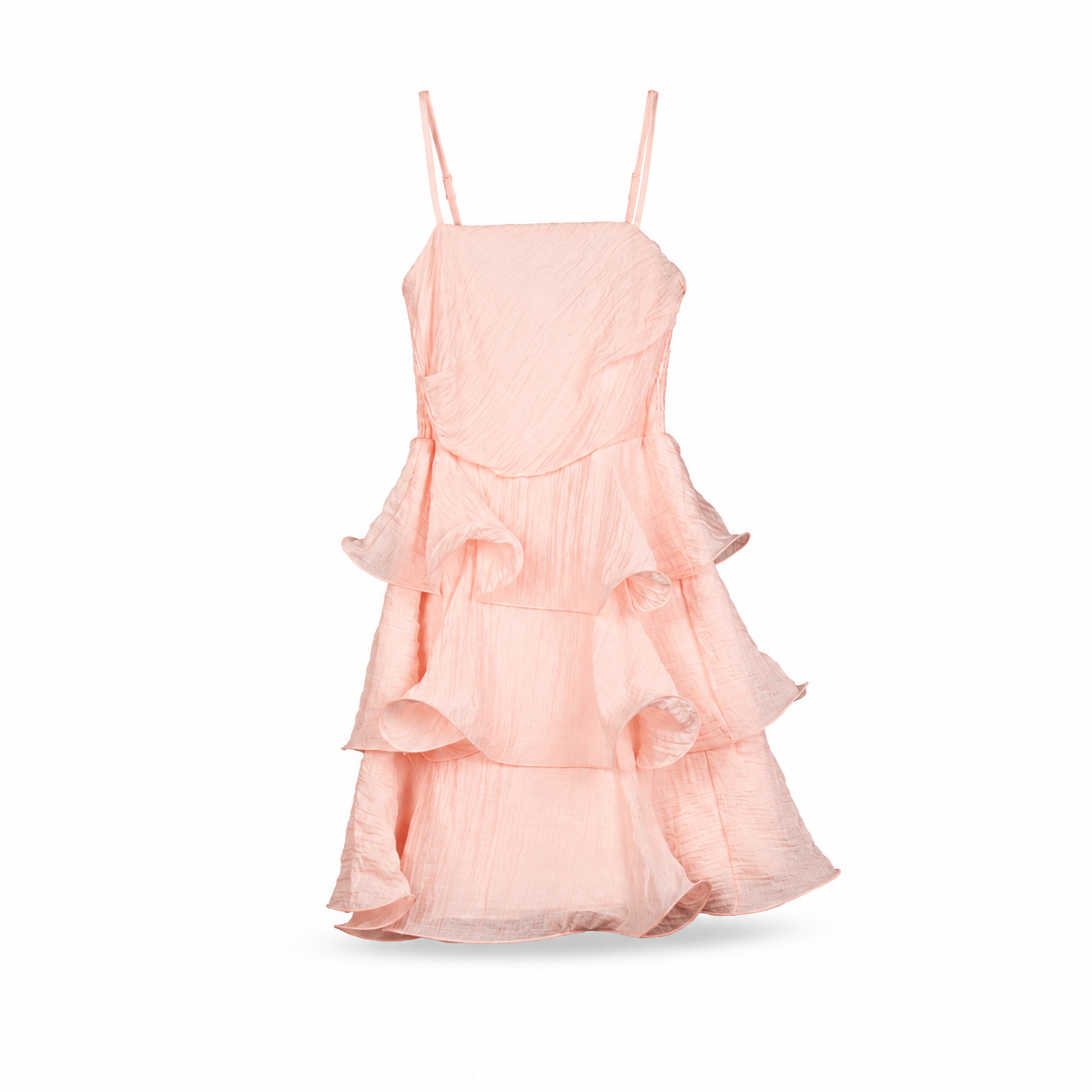 Blush Tiered Ruffle Mini Dress on a clean white studio background.