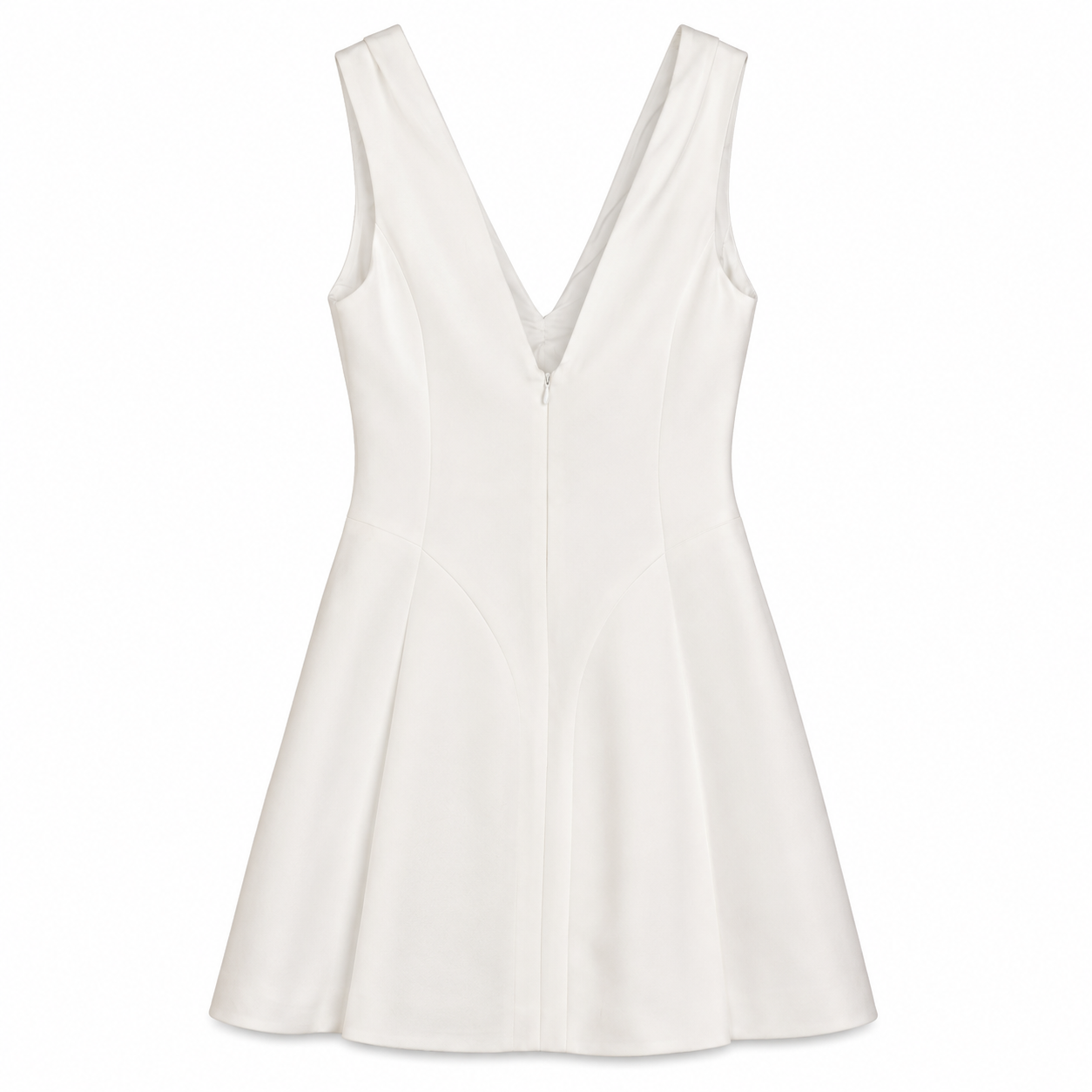 White V-Neck Mini Dress with Black Bow on a clean white studio background.