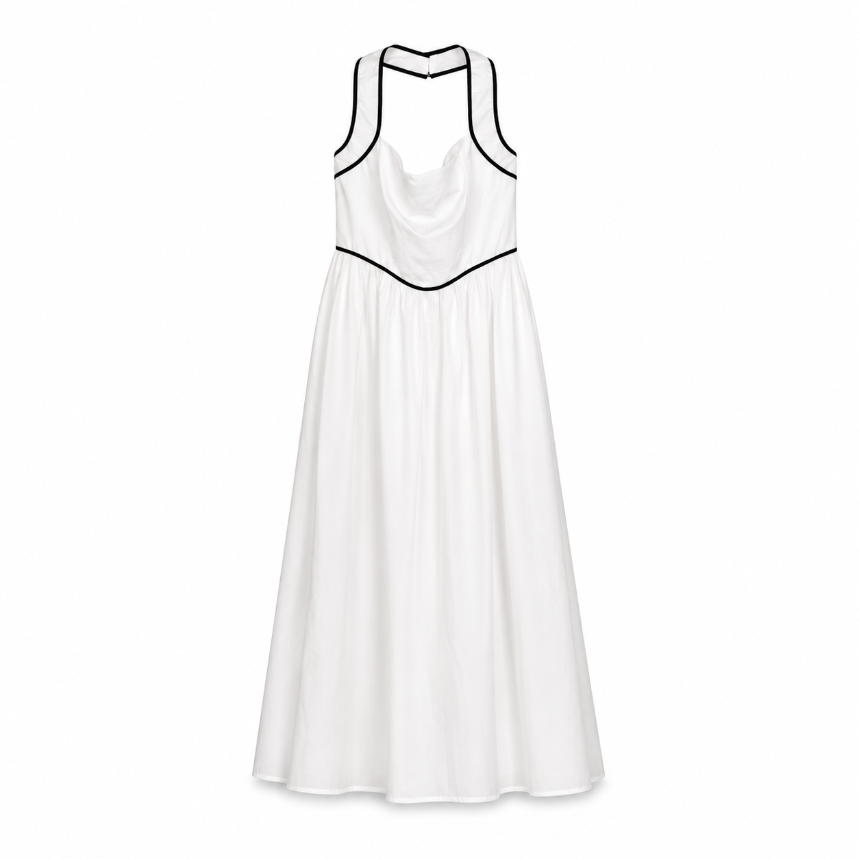 White Contrast Trim Maxi Dress on a clean white studio background.