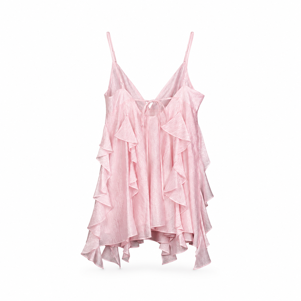 Pink Ruffle Slip Mini Dress on a clean white studio background.