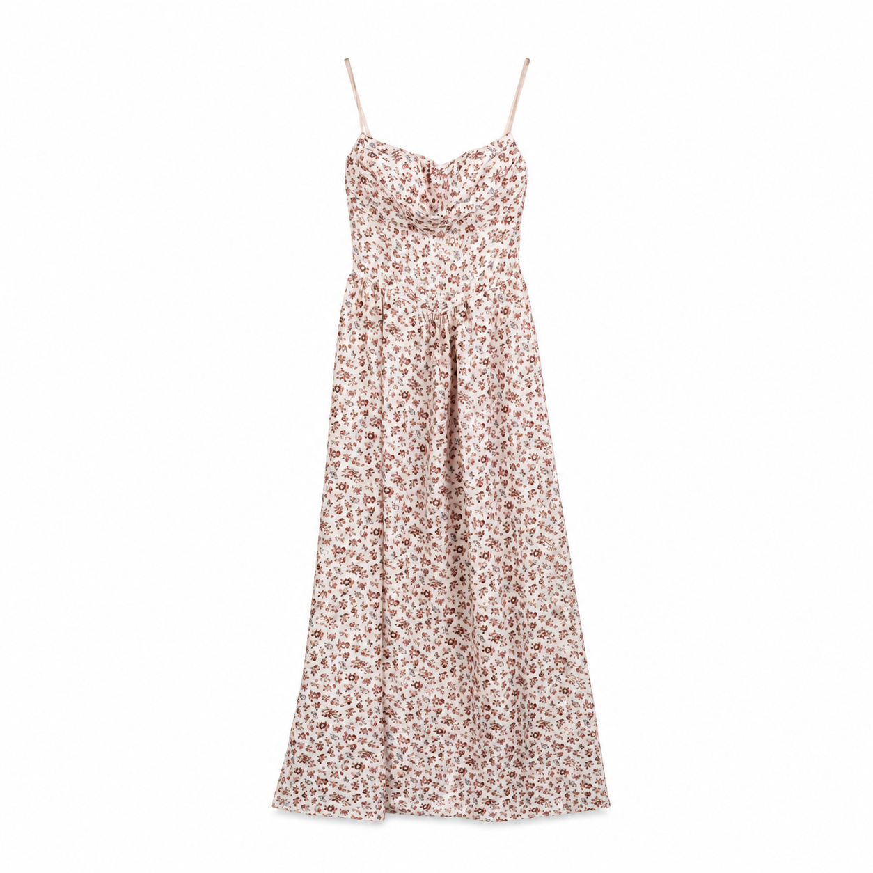 Pink Floral Strappy Maxi Dress on a clean white studio background.