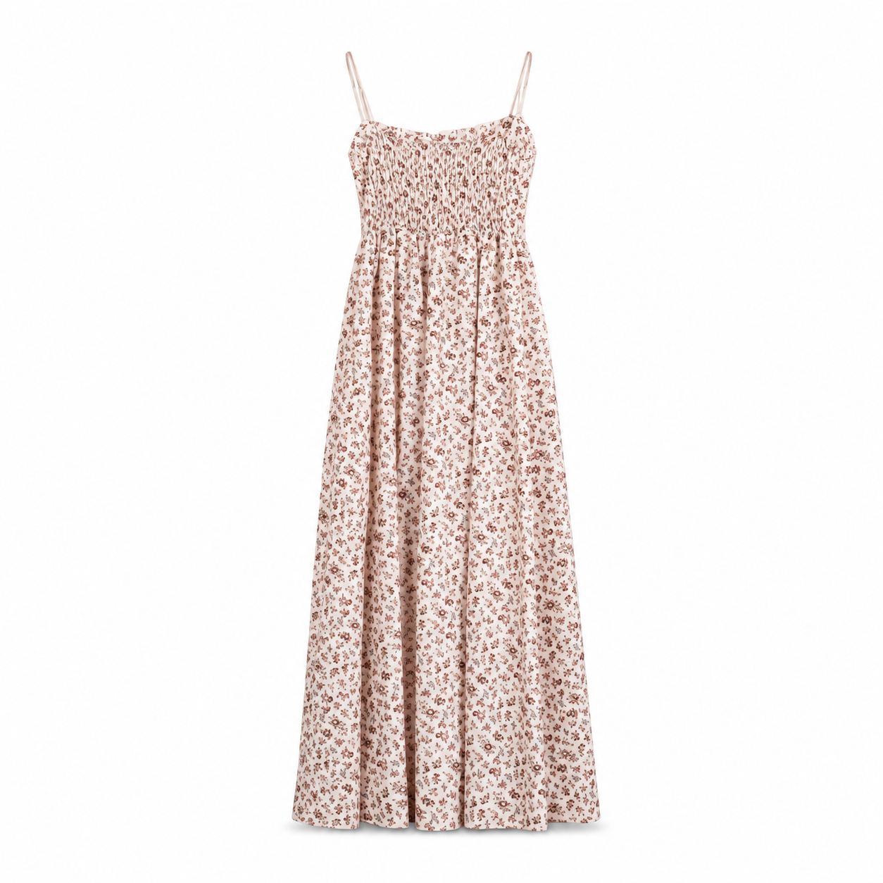 Pink Floral Strappy Maxi Dress on a clean white studio background.