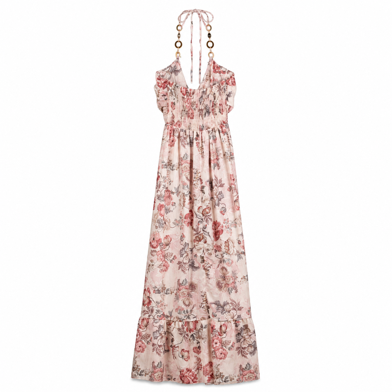 Rose Floral Halter Maxi Dress on a clean white studio background.
