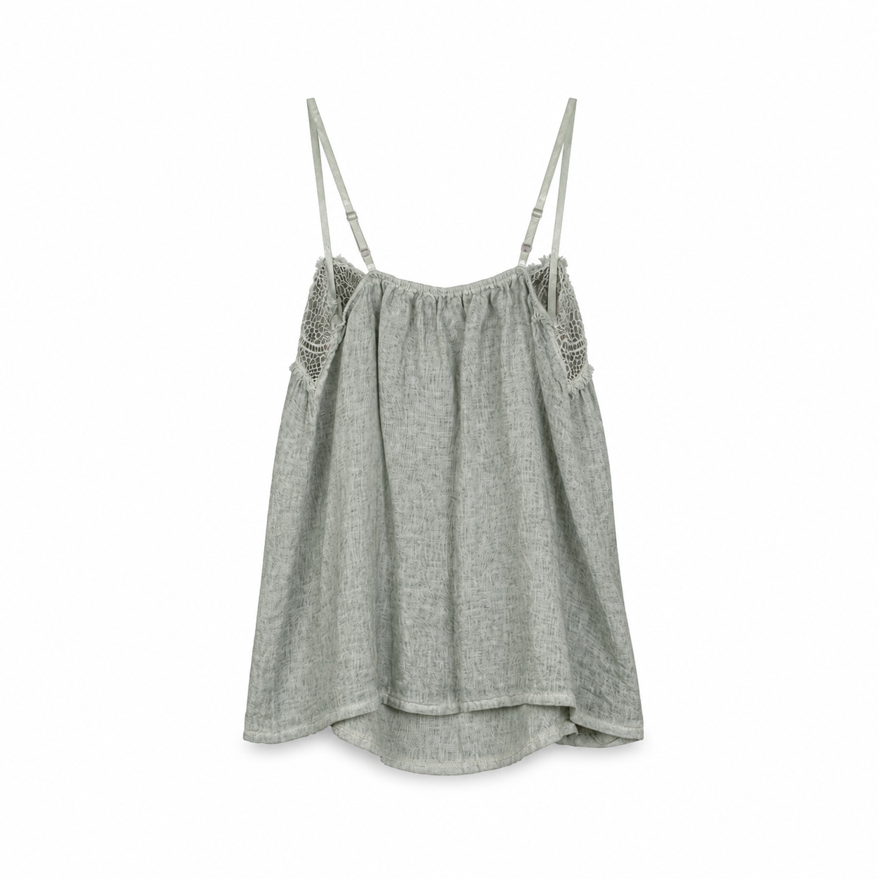 Sage Lace Trim Camisole Top on a clean white studio background.