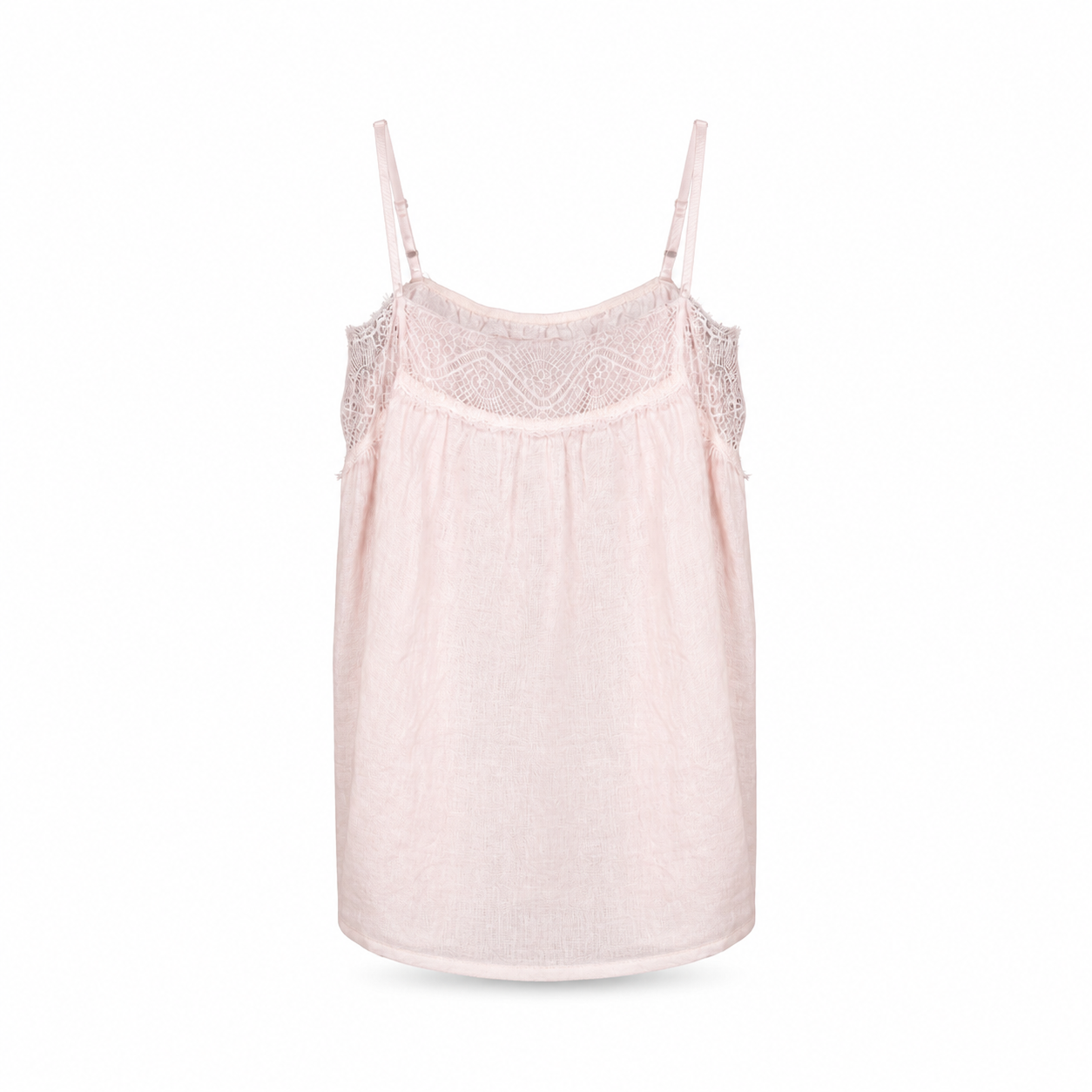 Blush Lace Trim Camisole Top on a clean white studio background.