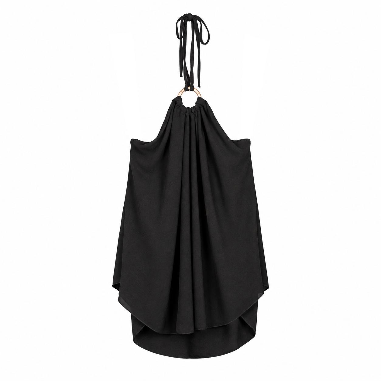 Black Halter Back Layered Top on a clean white studio background.