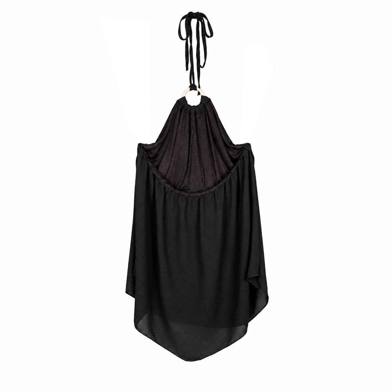 Black Halter Back Layered Top on a clean white studio background.