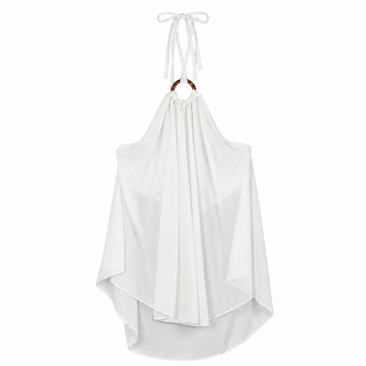 White Halter Draped Bodysuit on a clean white studio background.