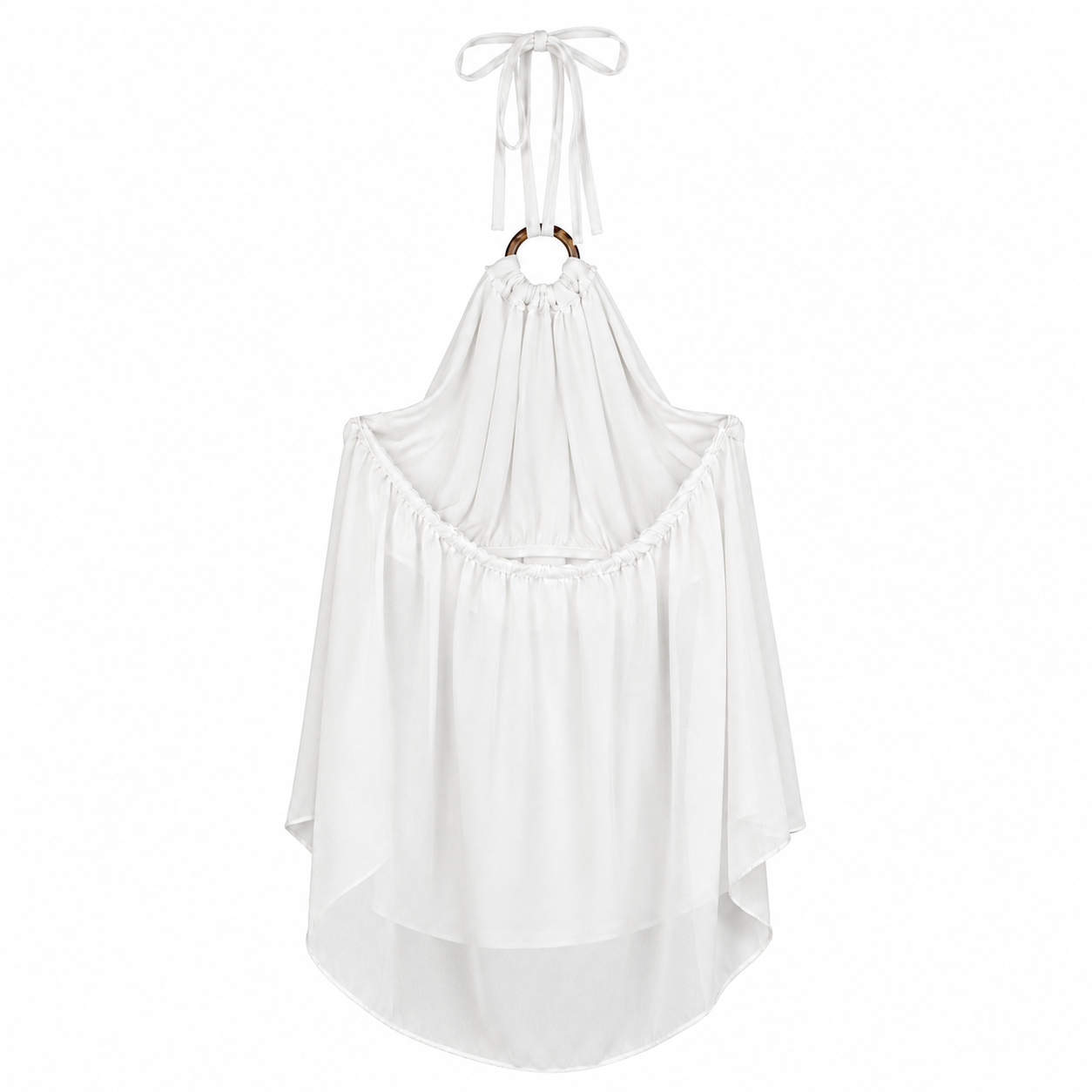 White Halter Draped Bodysuit on a clean white studio background.
