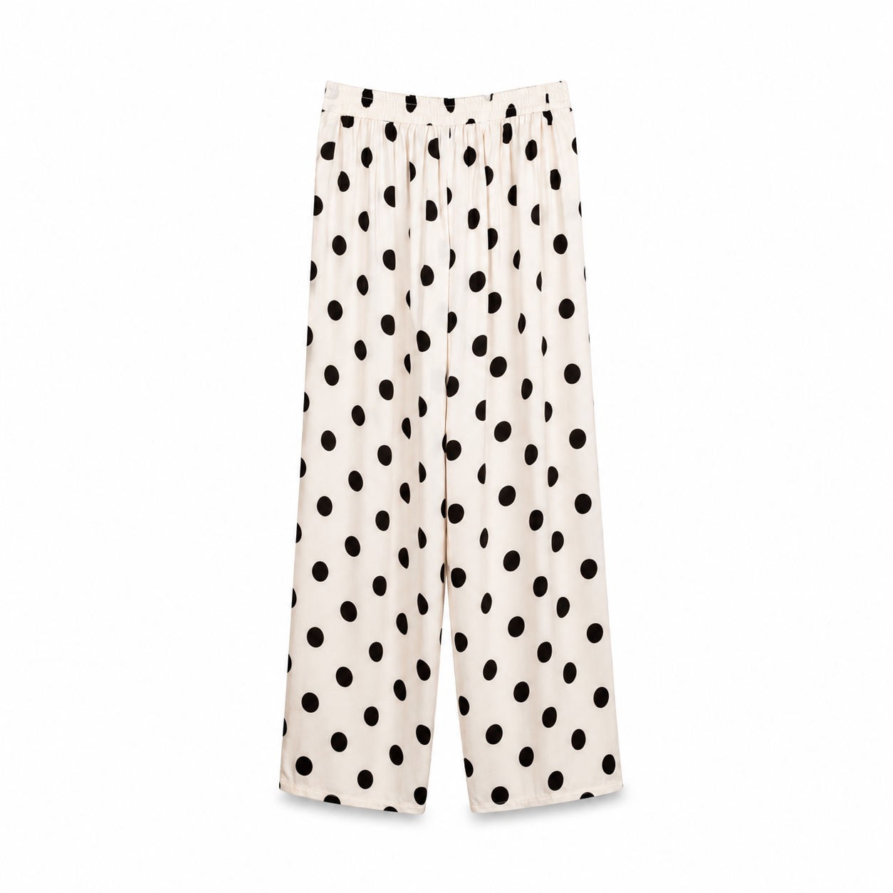 Ivory Polka Dot Wide Leg Pants on a clean white studio background.
