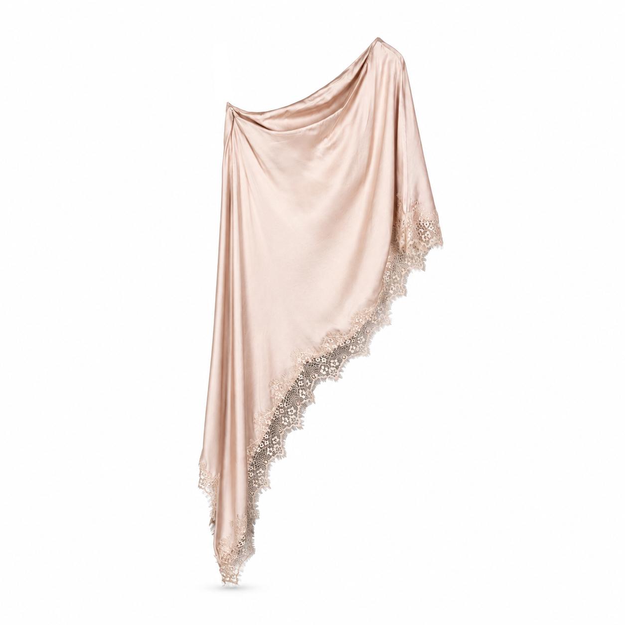 Blush Asymmetric Fringe Cover-Up on a clean white studio background.