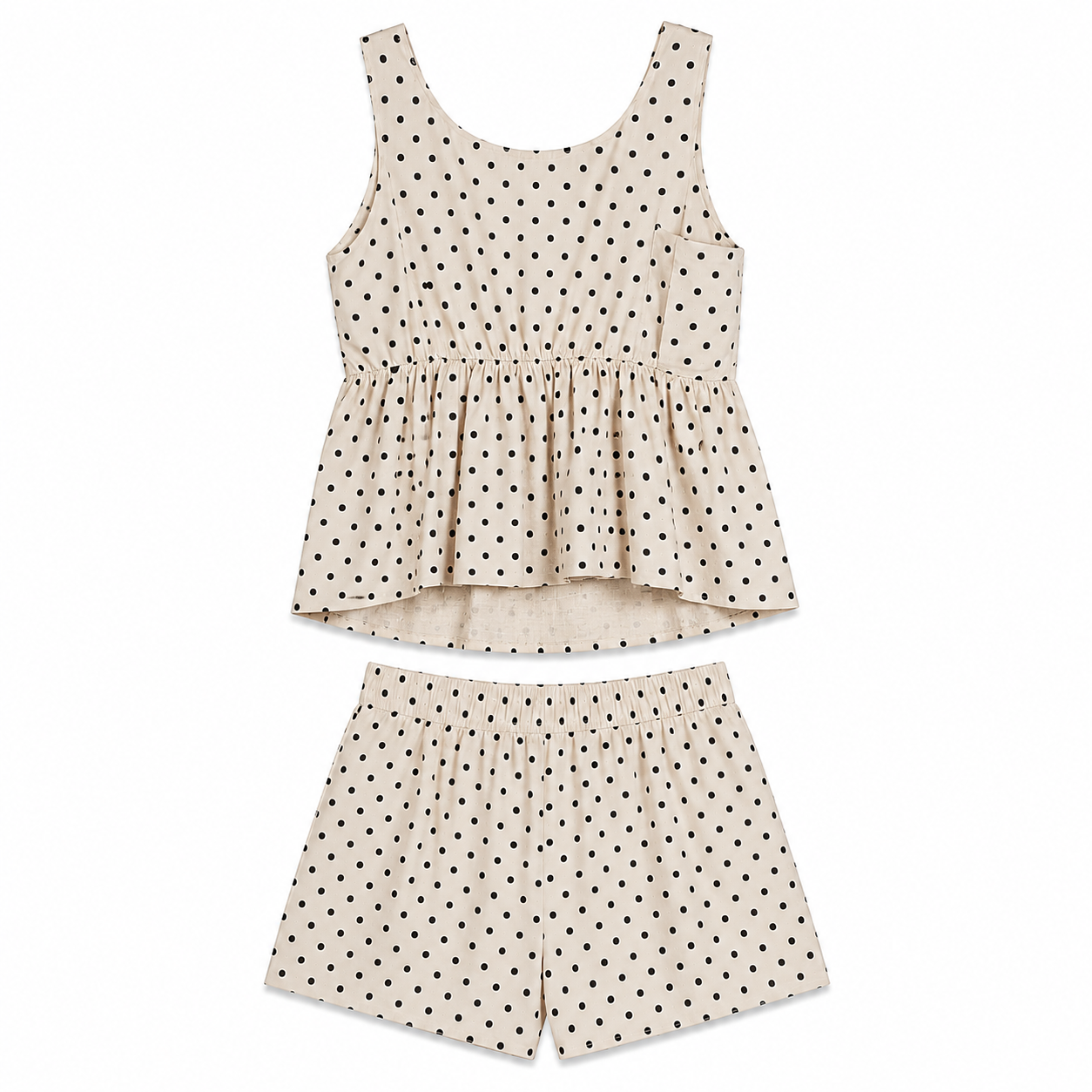 Ivory Polka Dot Button Tank on a clean white studio background.