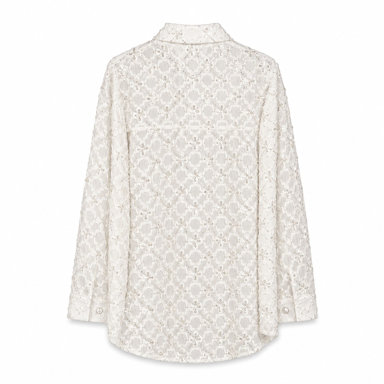 Ivory Embellished Lace Shirt on a clean white studio background.