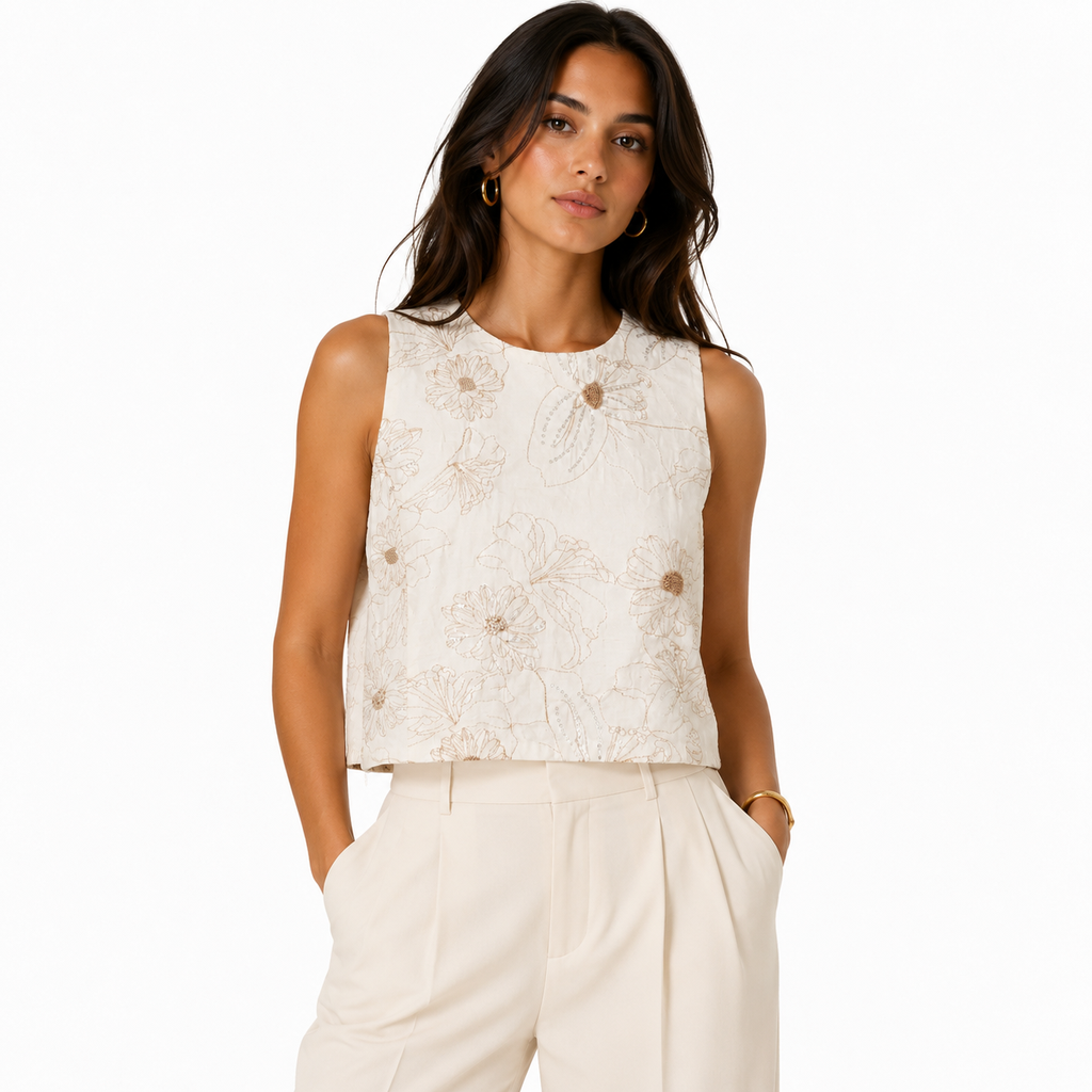 Ivory Floral Embroidered Vest