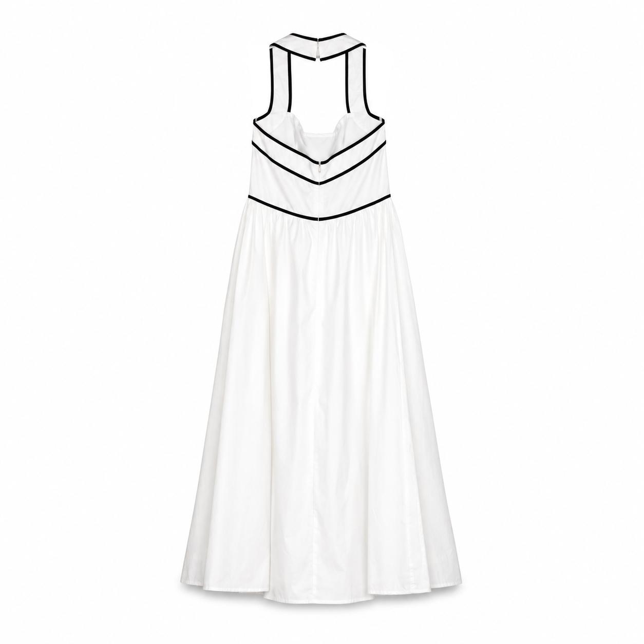 White Contrast Trim Maxi Dress on a clean white studio background.