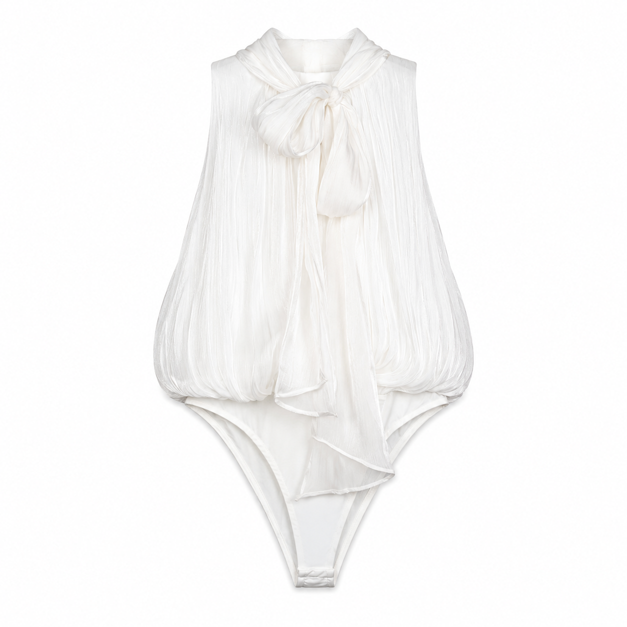 White Halter Tie Bodysuit on a clean white studio background.