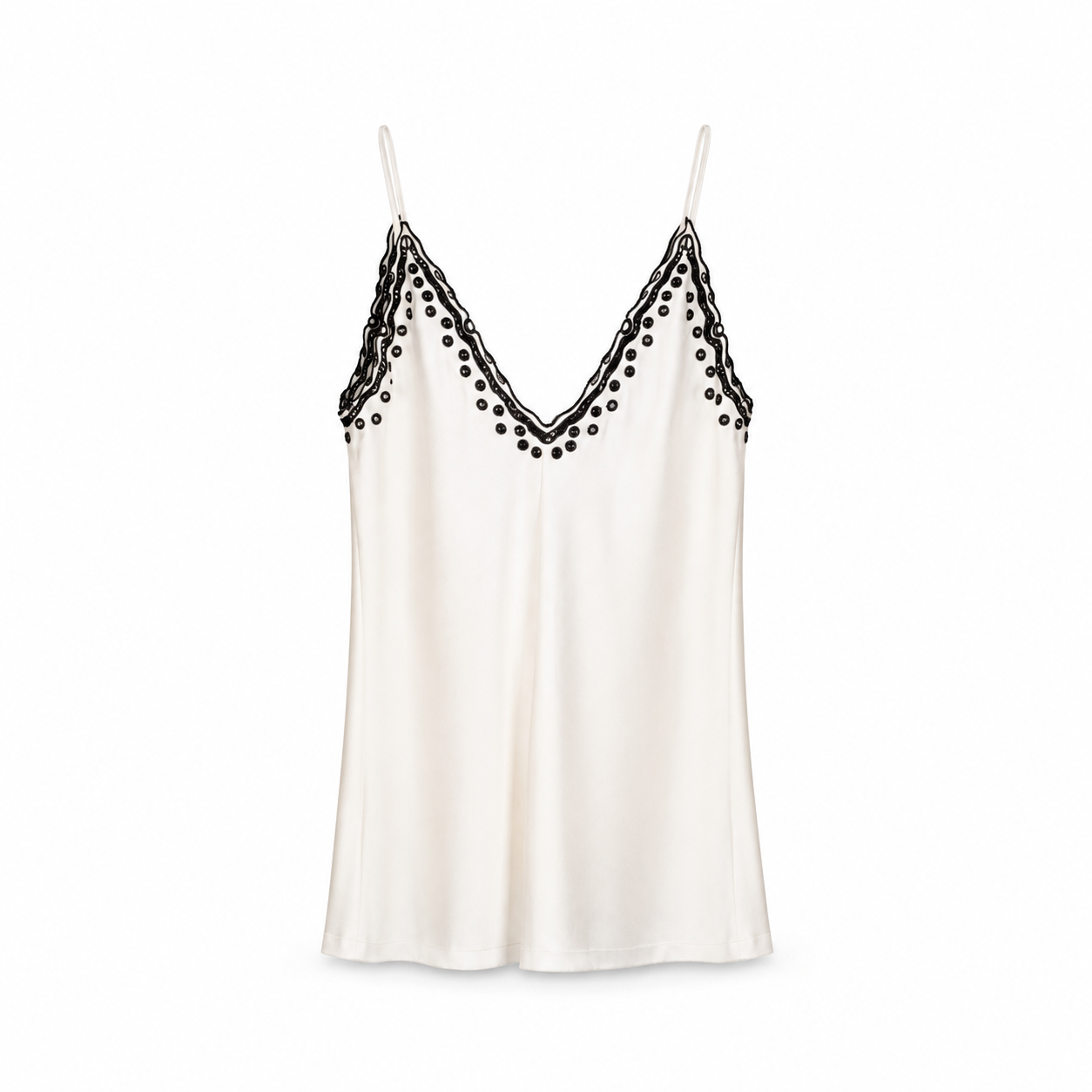 Ivory Embellished Camisole Top on a clean white studio background.