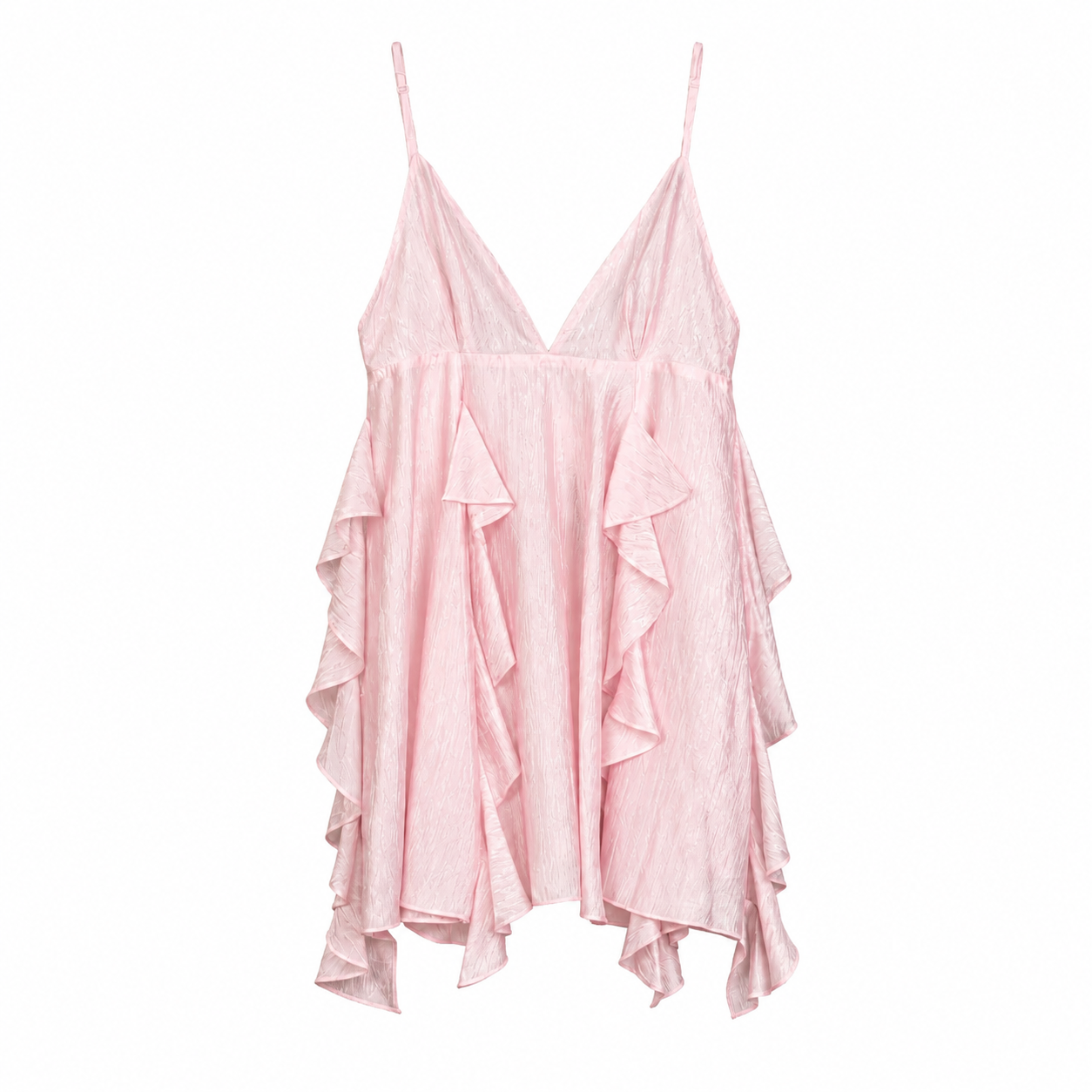 Pink Ruffle Slip Mini Dress on a clean white studio background.