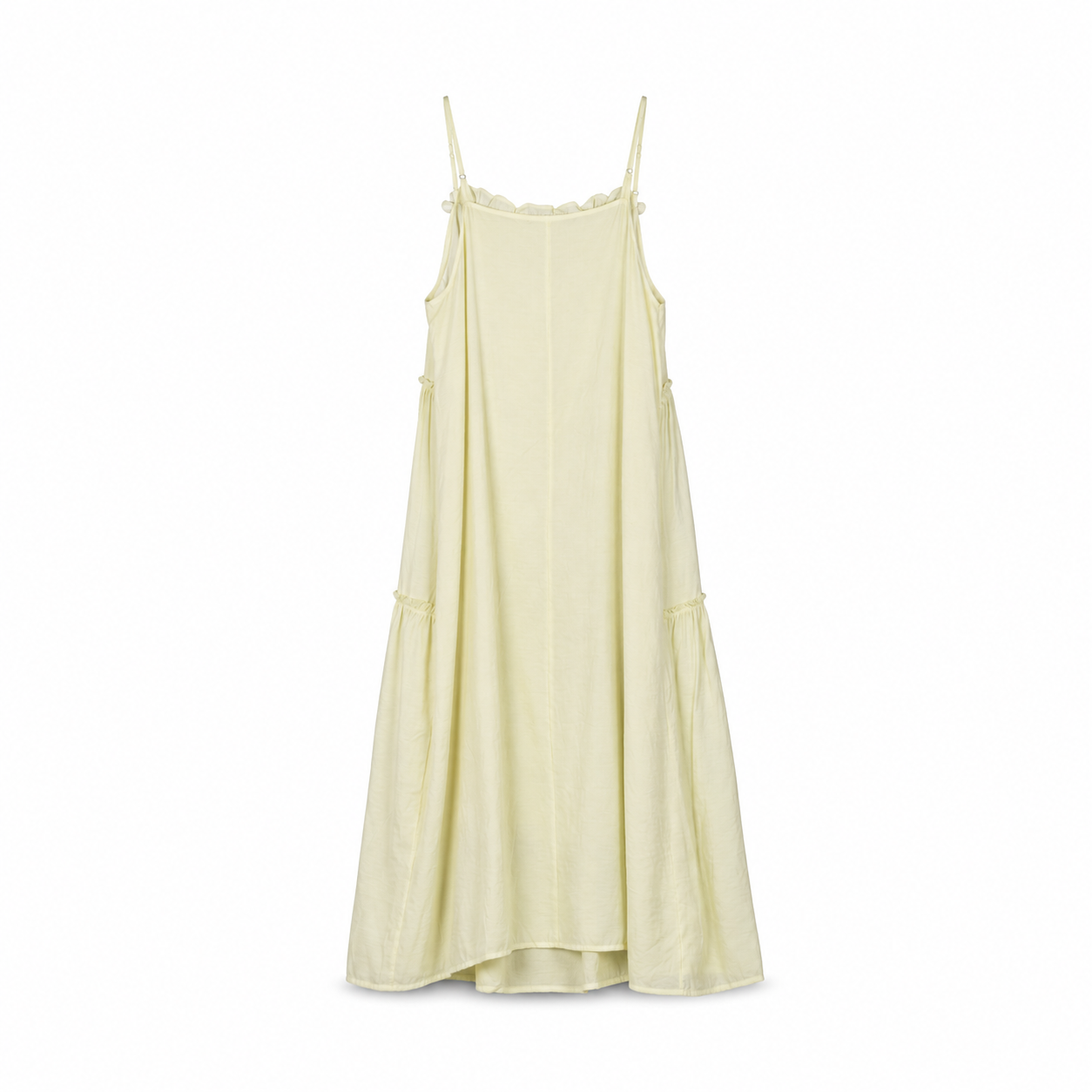 Pale Yellow Tiered Maxi Dress on a clean white studio background.