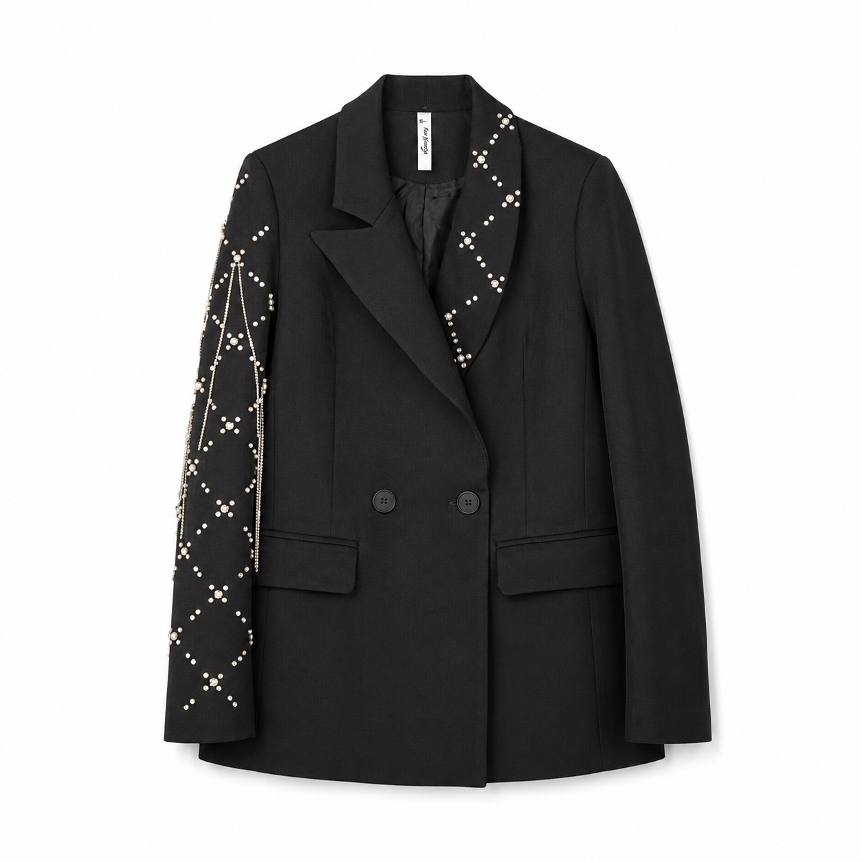 Black Embellished Tailored Blazer on a clean white studio background.
