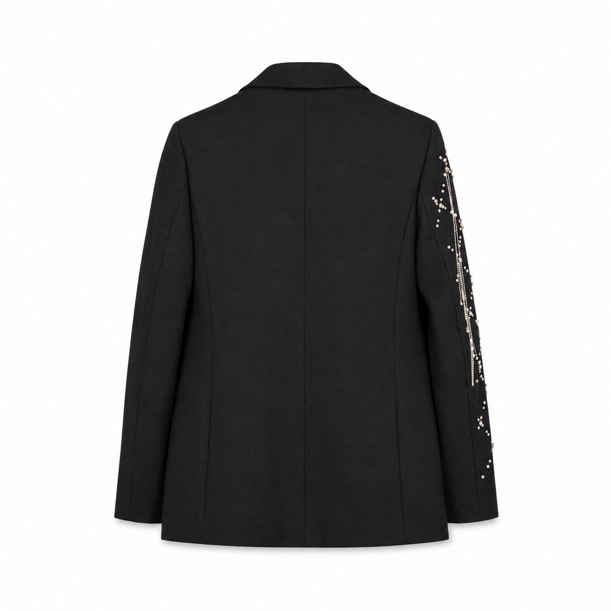 Black Embellished Tailored Blazer on a clean white studio background.