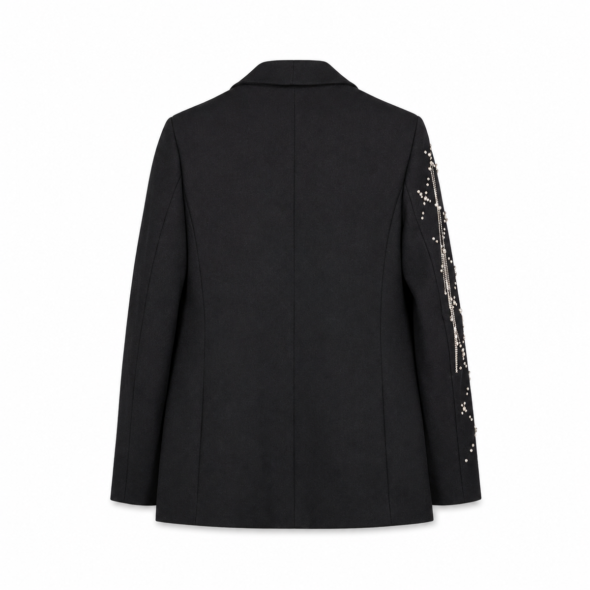 Black Embellished Tailored Blazer on a clean white studio background.