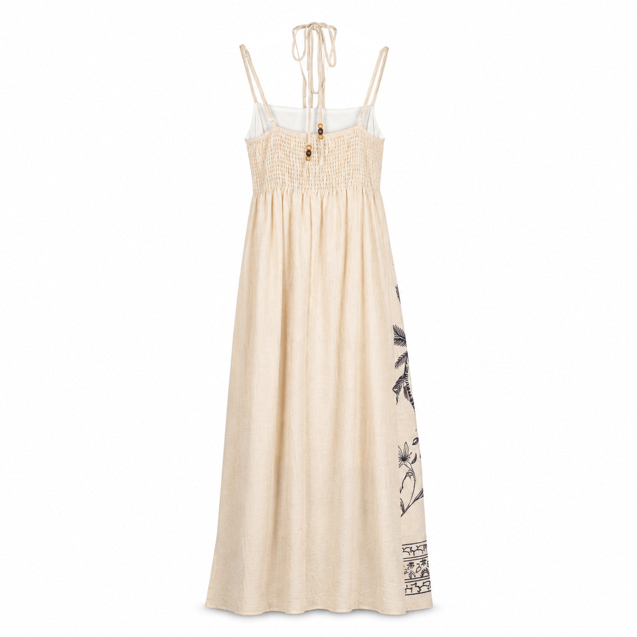 Beige Palm Print Maxi Dress on a clean white studio background.