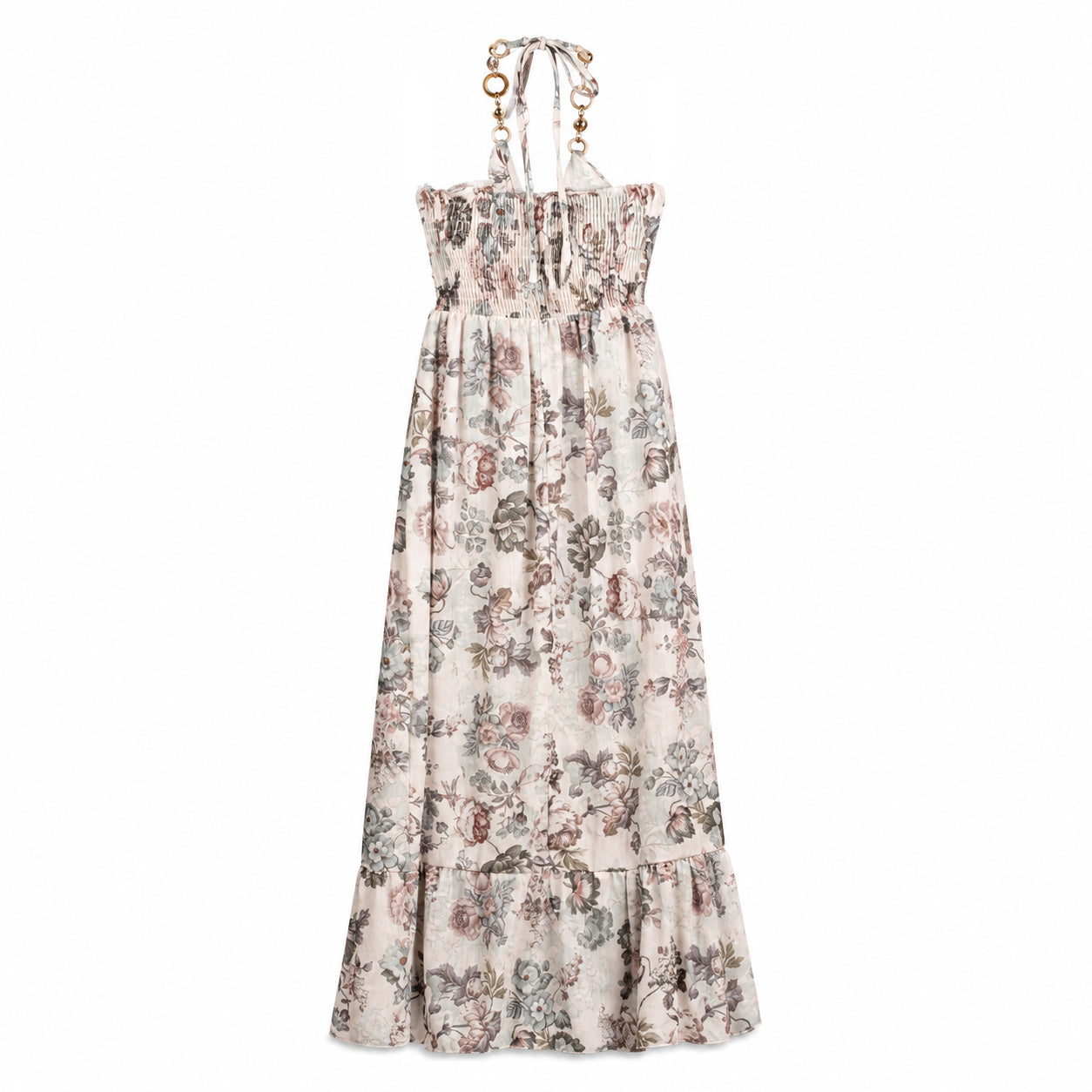 Sage Floral Halter Maxi Dress on a clean white studio background.