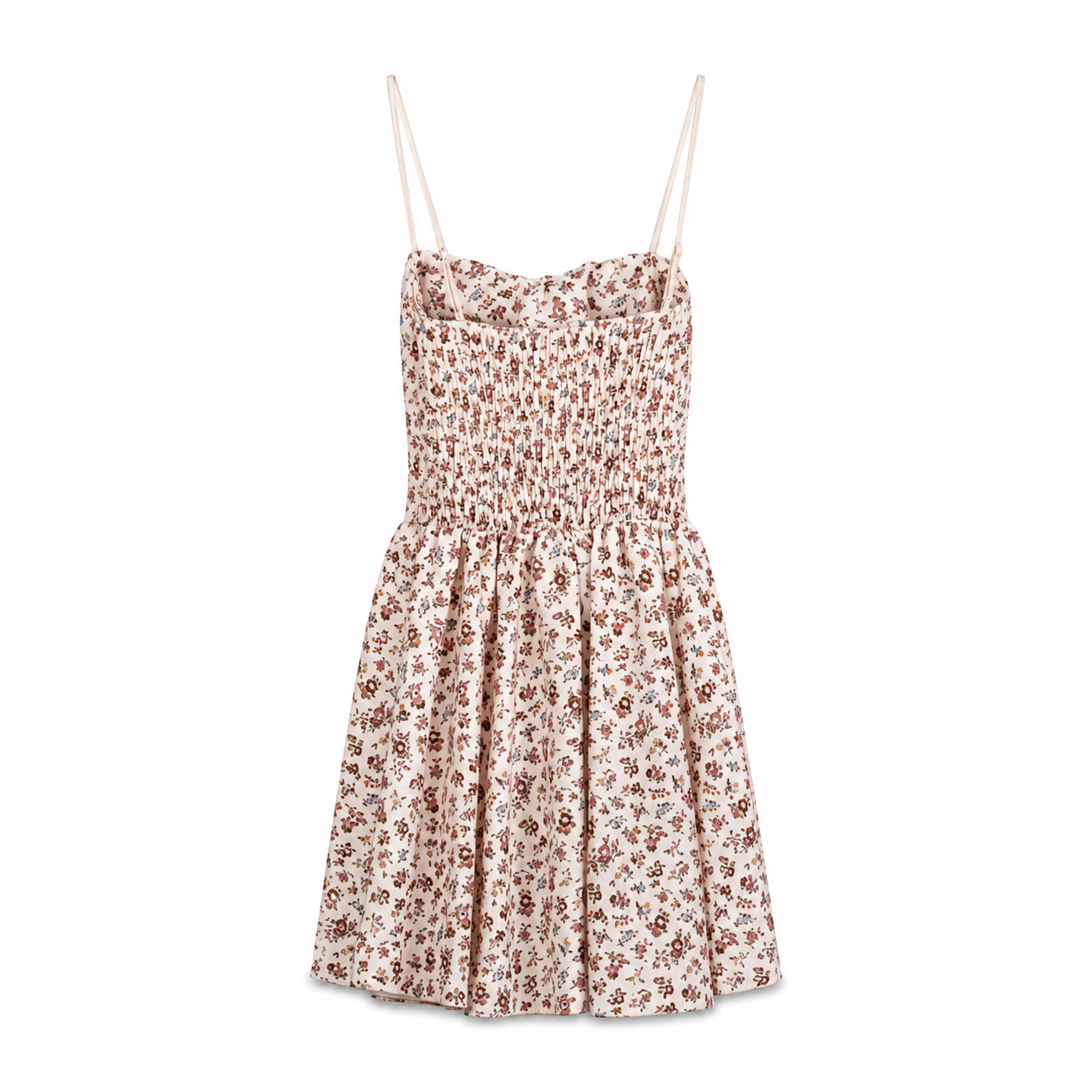 Ivory Floral Drop Waist Mini Dress on a clean white studio background.