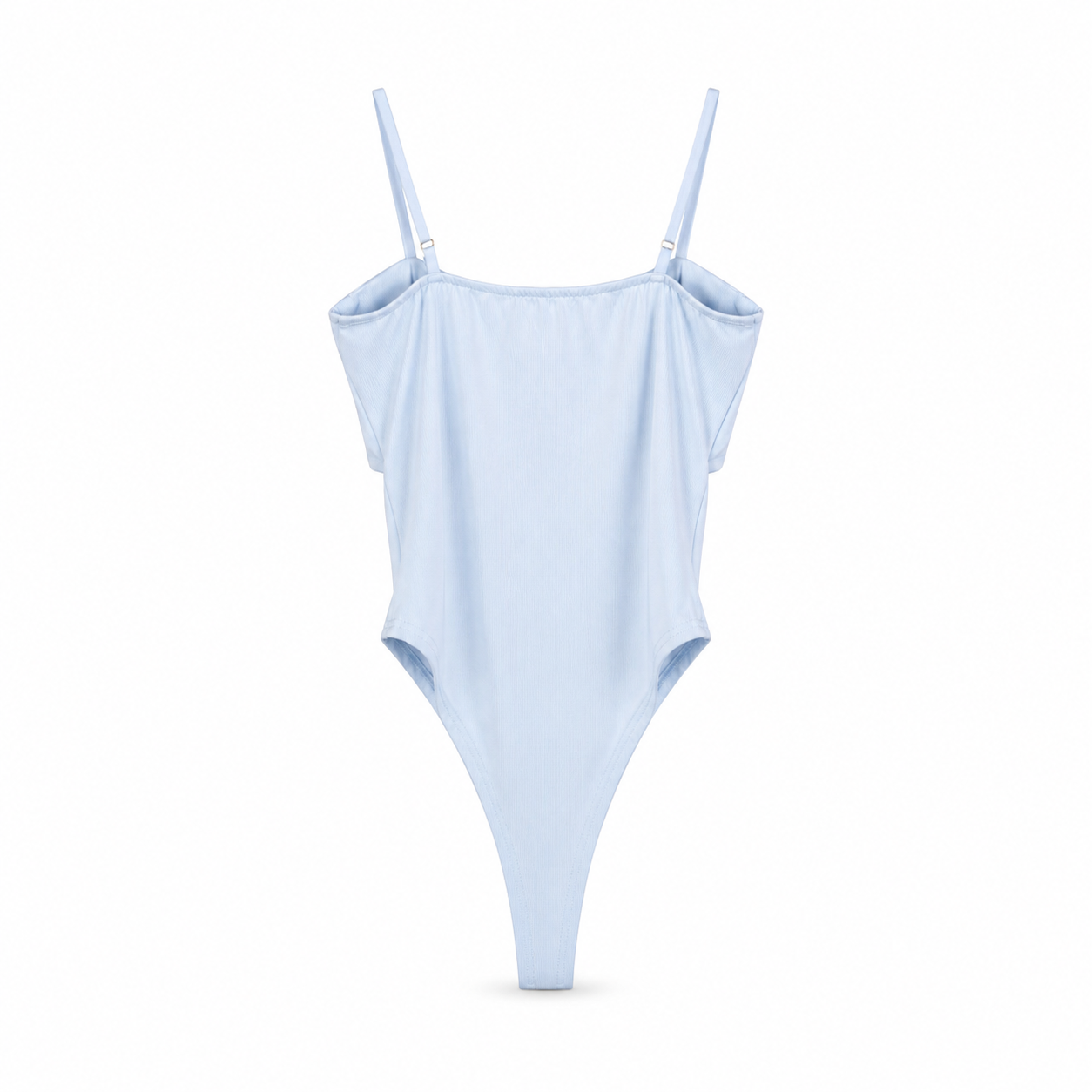 Baby Blue Draped Embellished Bodysuit on a clean white studio background.