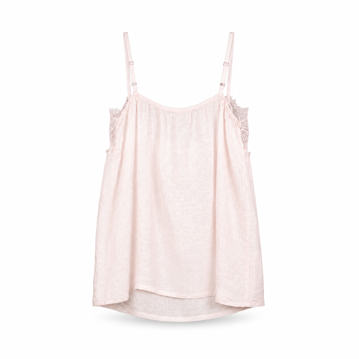 Blush Lace Trim Camisole Top on a clean white studio background.