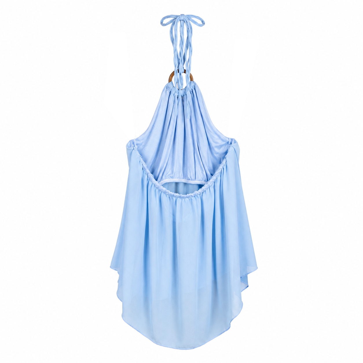 Blue Halter Back Layered Top on a clean white studio background.