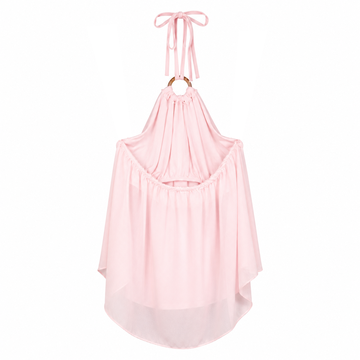 Pink Halter Back Layered Top on a clean white studio background.