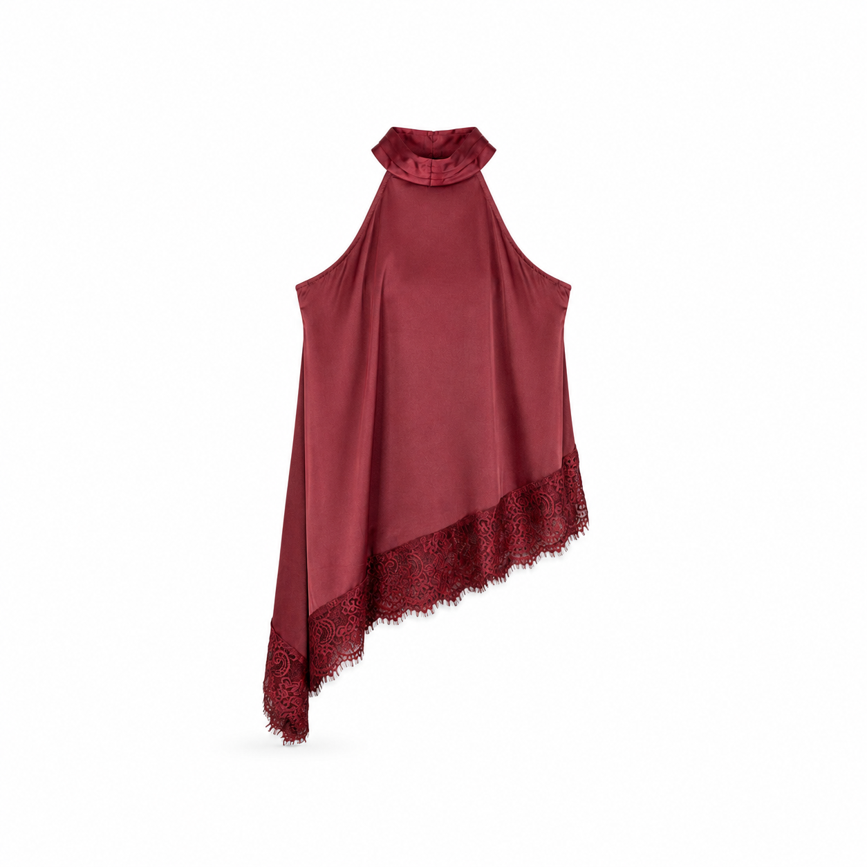 Burgundy Asymmetric Fringe Cover-Up on a clean white studio background.