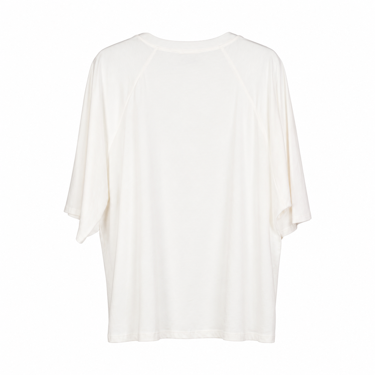 White Brown Lace Panel Oversized T-Shirt on a clean white studio background.