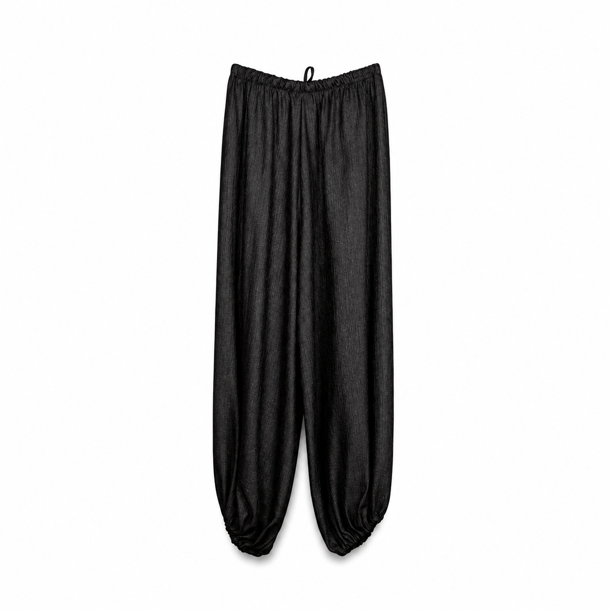 Black Textured Balloon Pants on a clean white studio background.