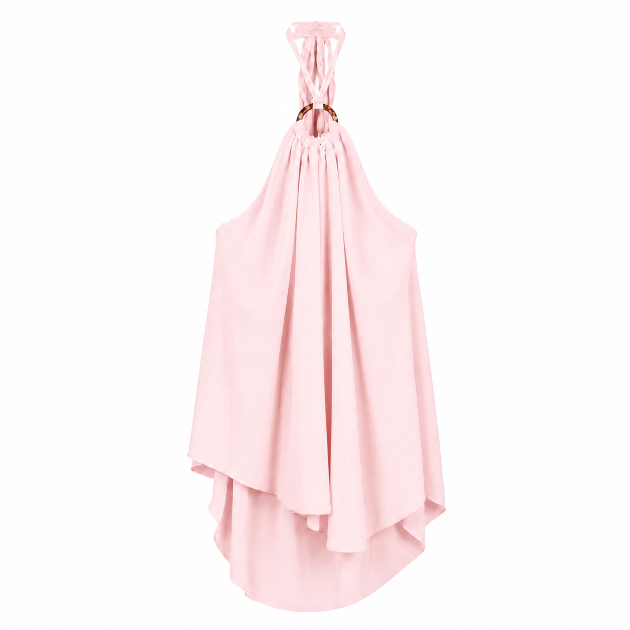 Pink Halter Back Layered Top on a clean white studio background.