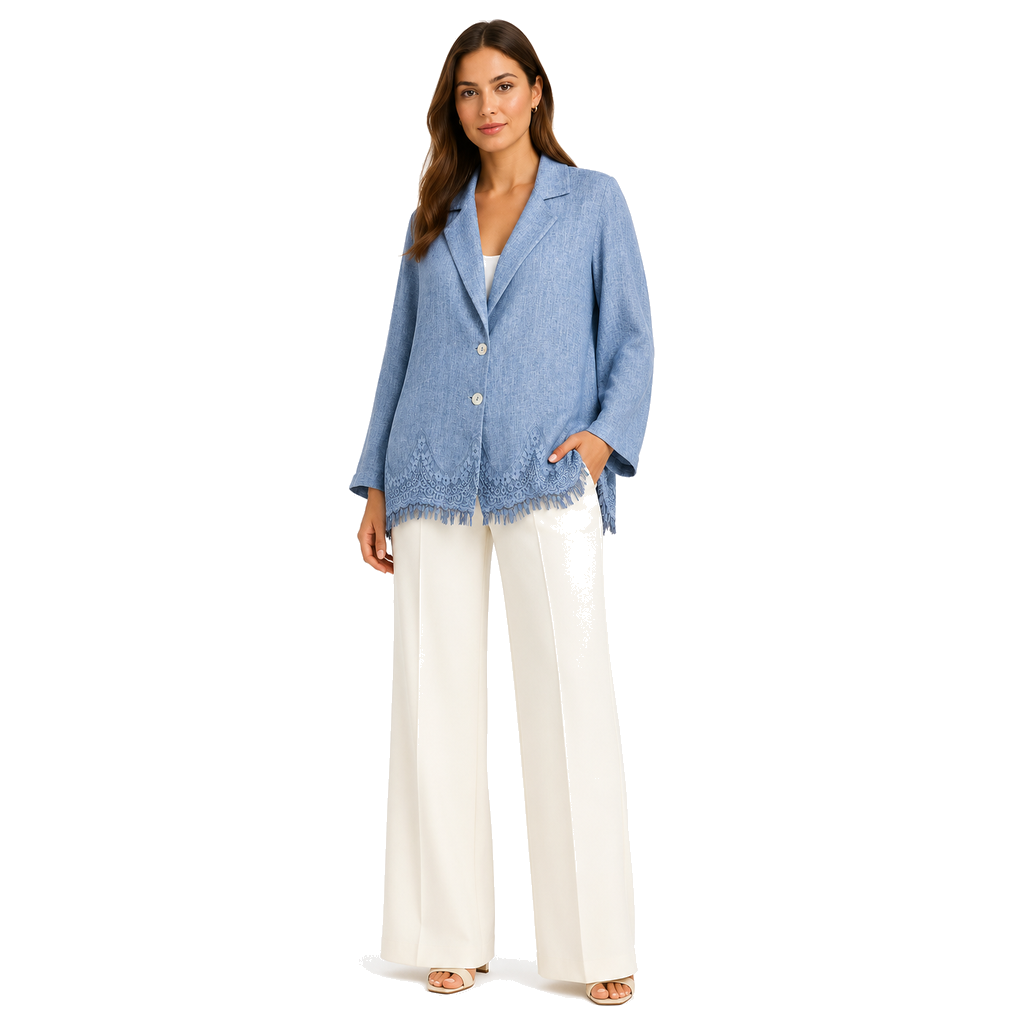 Lace Hem Linen Blazer